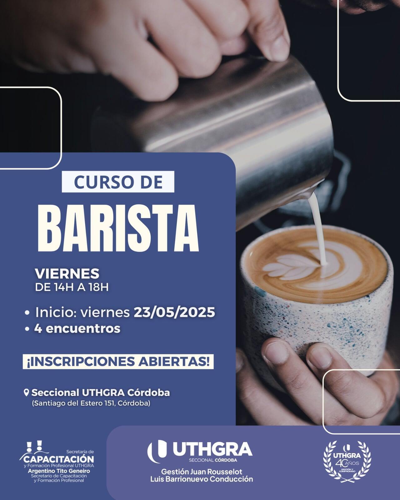 BARISTA - Nuevo Curso de Formación Profesional en UTHGRA Córdoba